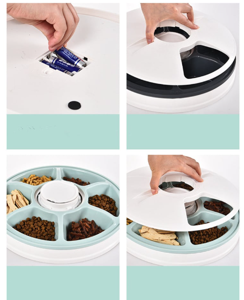 Automatic Pet Feeder with Voice Recorder and 6 Grids