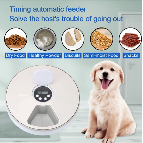 Automatic Pet Feeder with Voice Recorder and 6 Grids